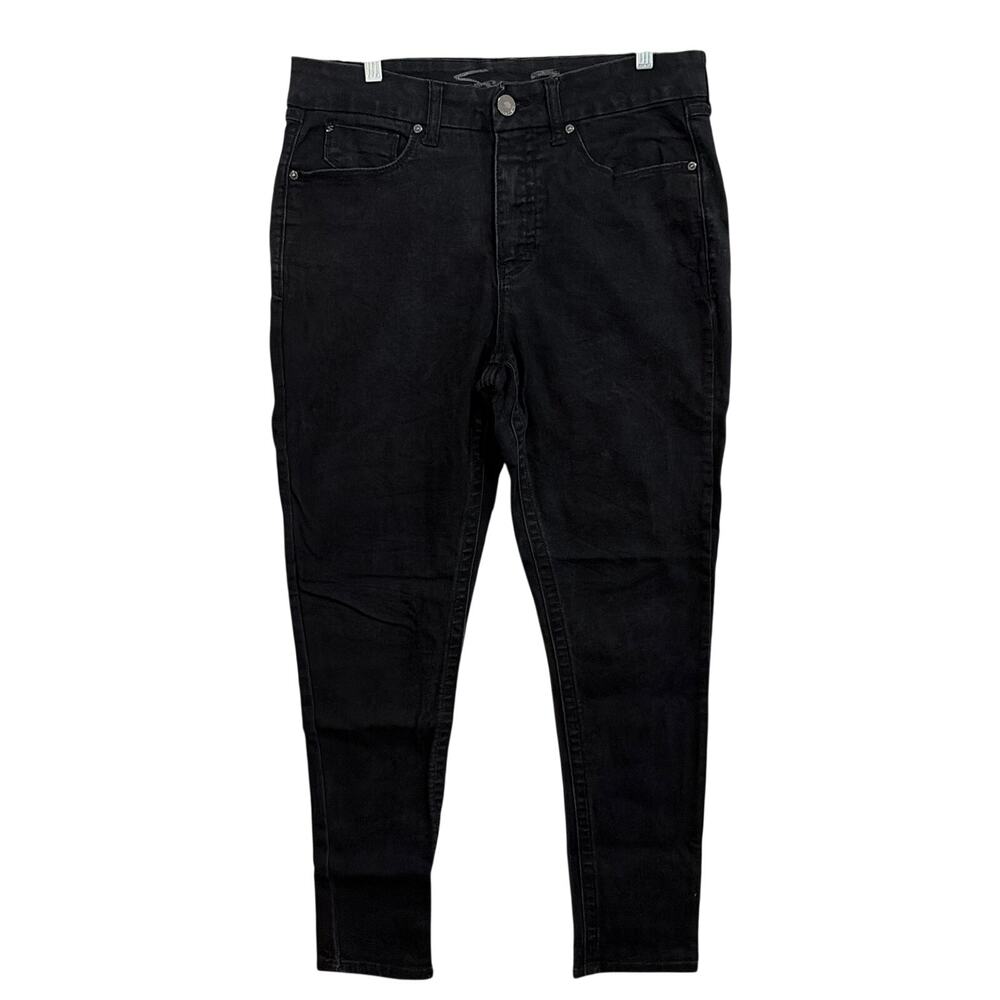Seven7 Womens Jeans Black Denim Tummyless High Rise Skinny Stretch 12